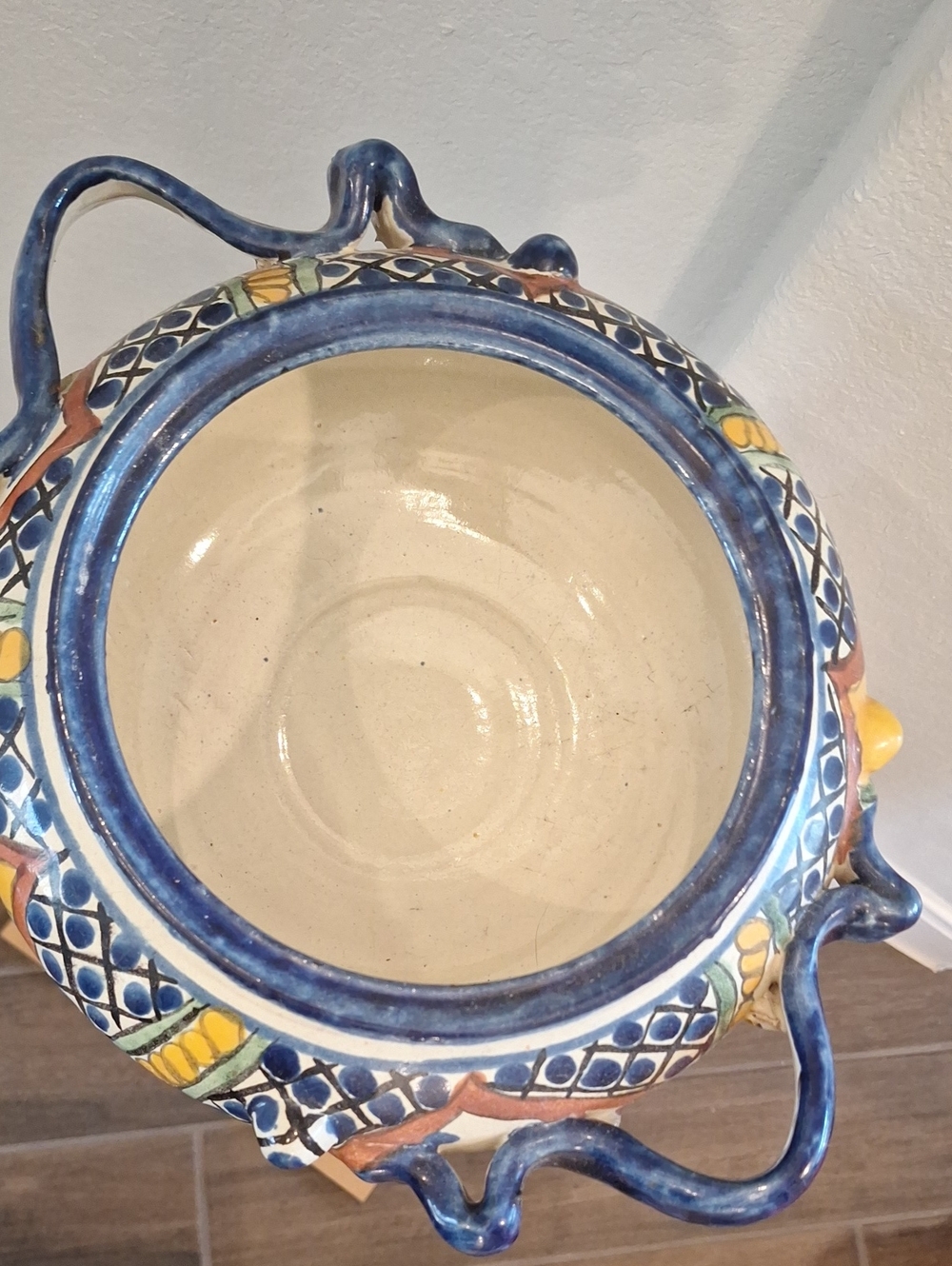 Talavera Mexico Soup Tureen Blue White Yellow Florals - Picture 7 of 11